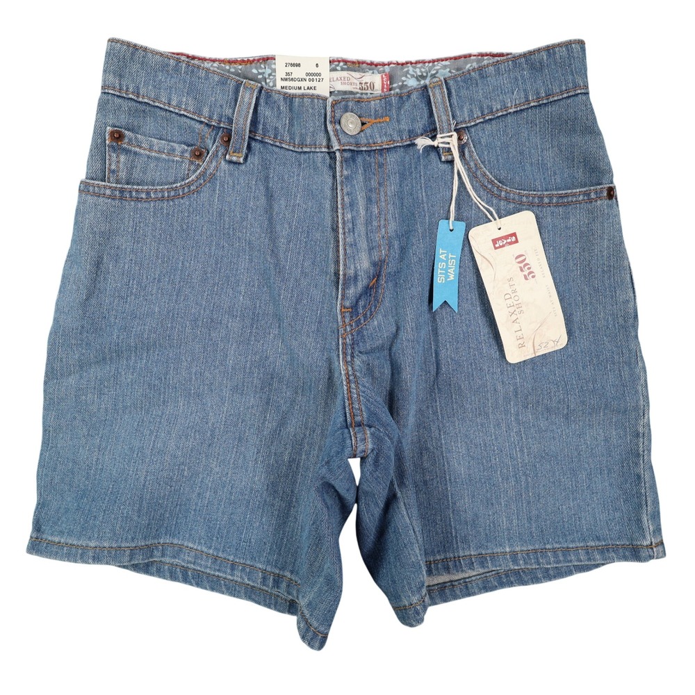 Levis 550 Relaxed Shorts Womens 4 Medium Lake Blue Denim Cotton Stretch New NWT